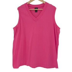 Hunt Club Womens Pink V Neck Sleeveless Tank Top Plus Size 20W 100 Cotton Preppy
